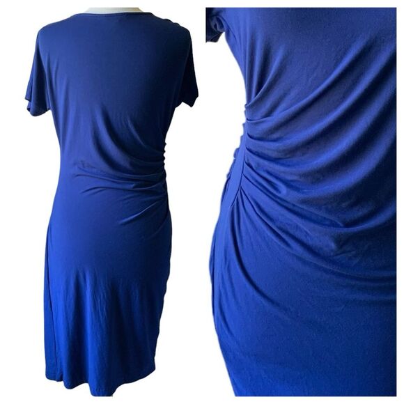PURE Collection Blue Short Sleeve Ruched Mini Dress - Medium - Picture 4 of 9
